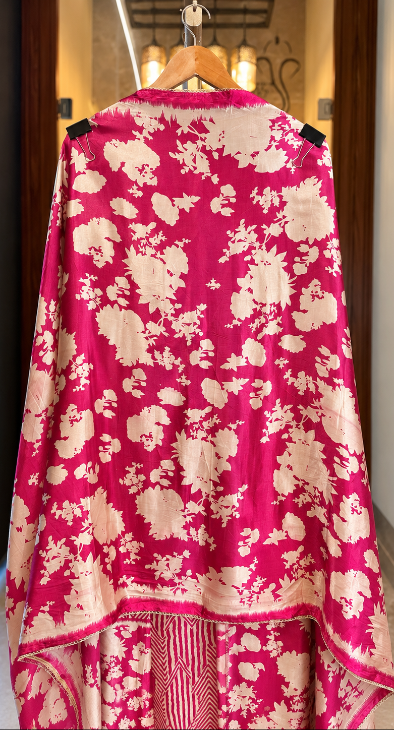 Gajji Silk Suit with Mirror Work in Pink — Gajji Silk, un-stitched suit set by Stree Boutique (photo 3)