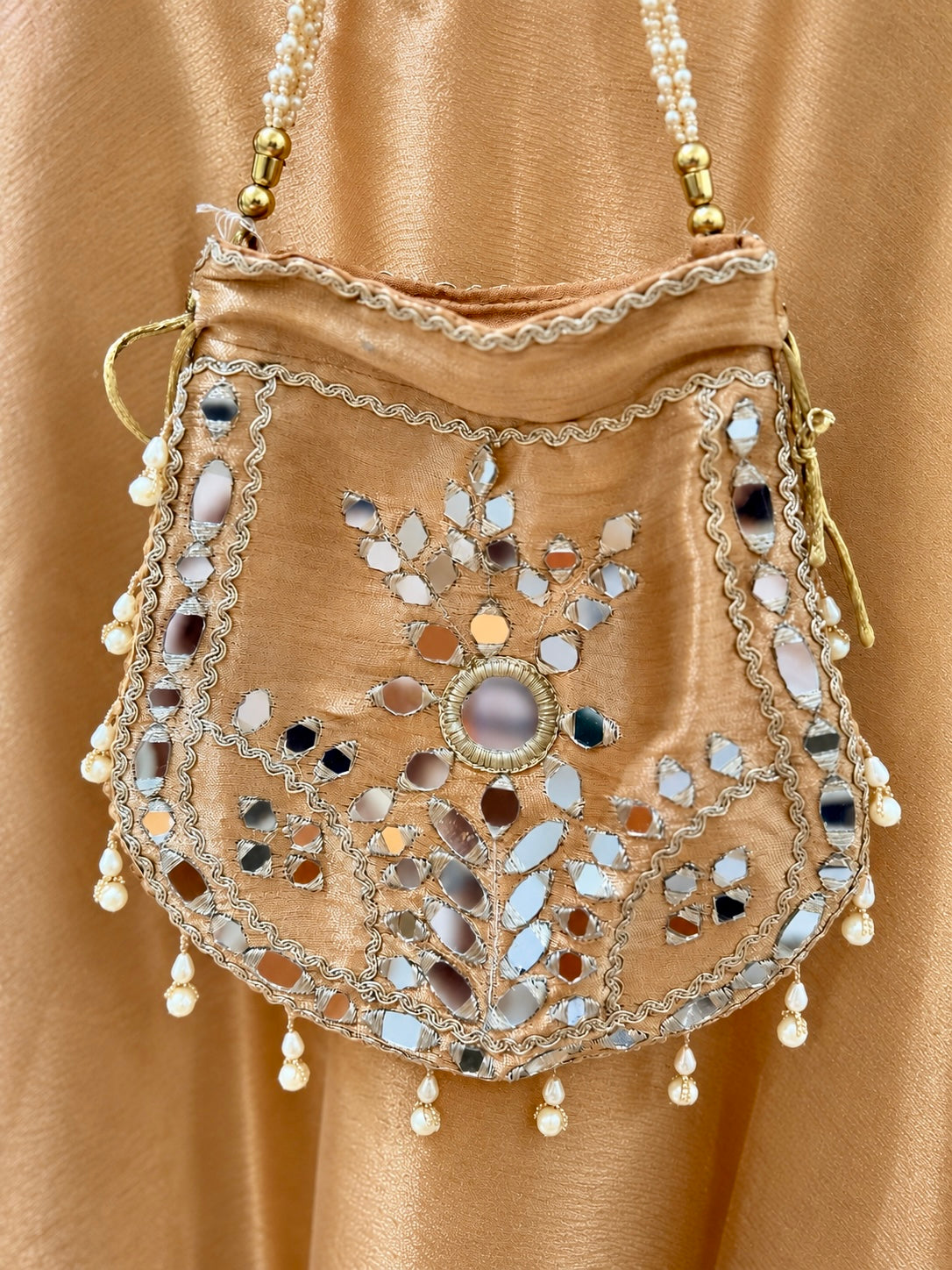 Giraffe Silk Co-ord Dress with Potli in Yellow Gold — Giraffe Silk by Stree Boutique (photo 3)