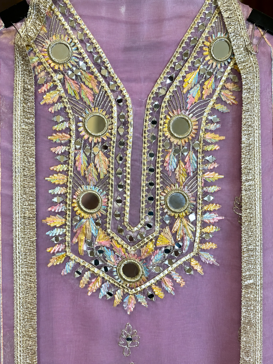 Shimmer Suit with Gota Pati & Mirror Work in Lavender — Shimmer, un-stitched suit set by Stree Boutique (photo 2)