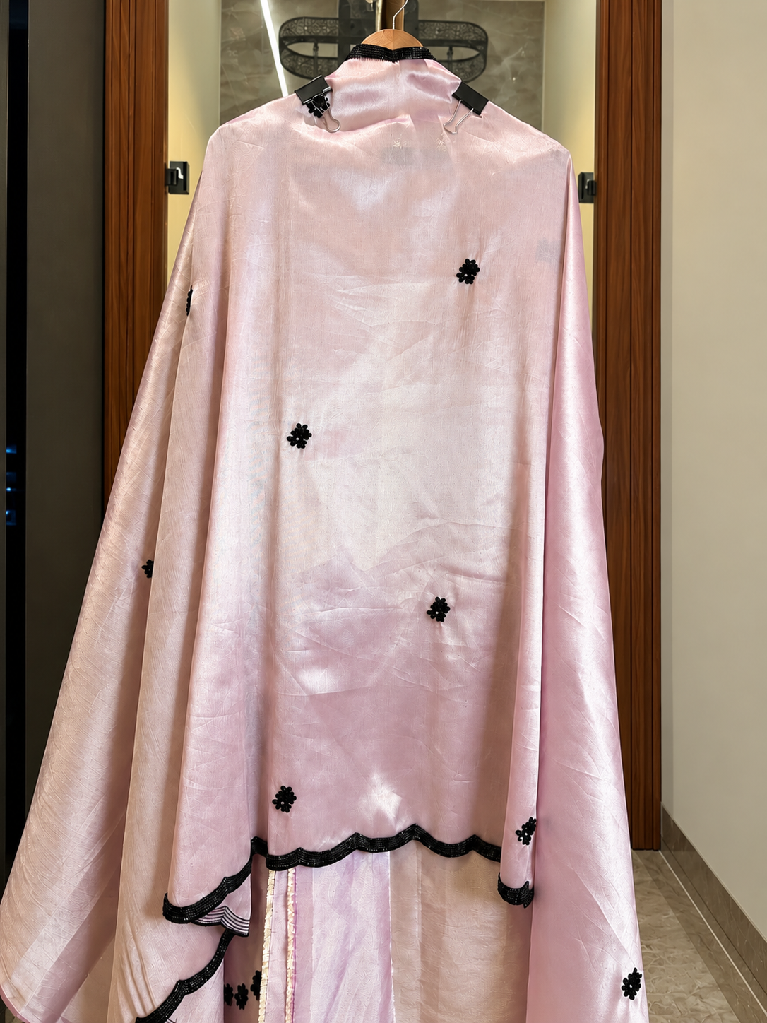 Giraffe Silk Suit with Black Pearl Embroidery in Lavender Shimmer — Giraffe Silk, un-stitched suit set by Stree Boutique (photo 3)