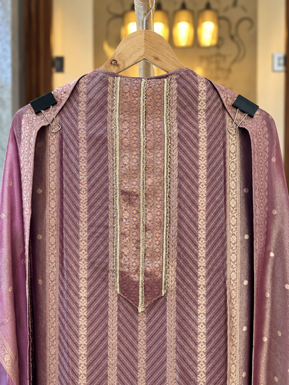 Kanjivaram Suit with Zari & Self Work in Plum — Kanjivaram, un-stitched suit set by Stree Boutique (photo 2)