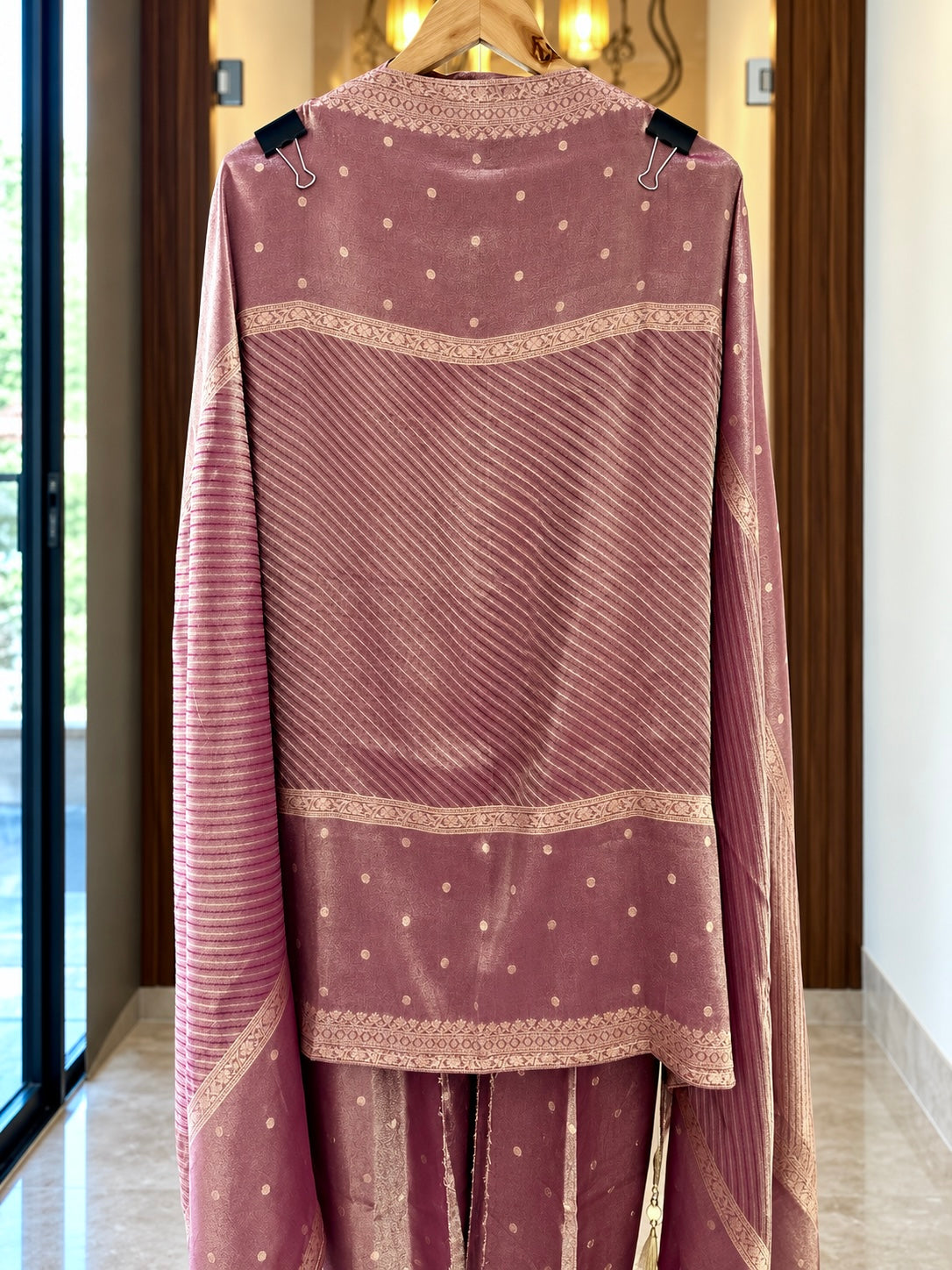 Kanjivaram Suit with Zari & Self Work in Plum — Kanjivaram, un-stitched suit set by Stree Boutique (photo 3)