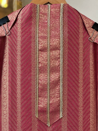Kanjivaram Suit with Zari & Self Work in Hot Pink — Kanjivaram, un-stitched suit set by Stree Boutique (photo 2)