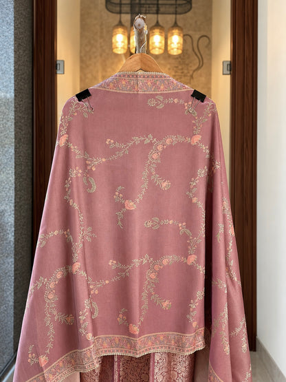 Pure Giraffe Silk Suit with Position, Zari & Mirror Work in Blush Pink — Giraffe Silk, un-stitched suit set by Stree Boutique (photo 3)
