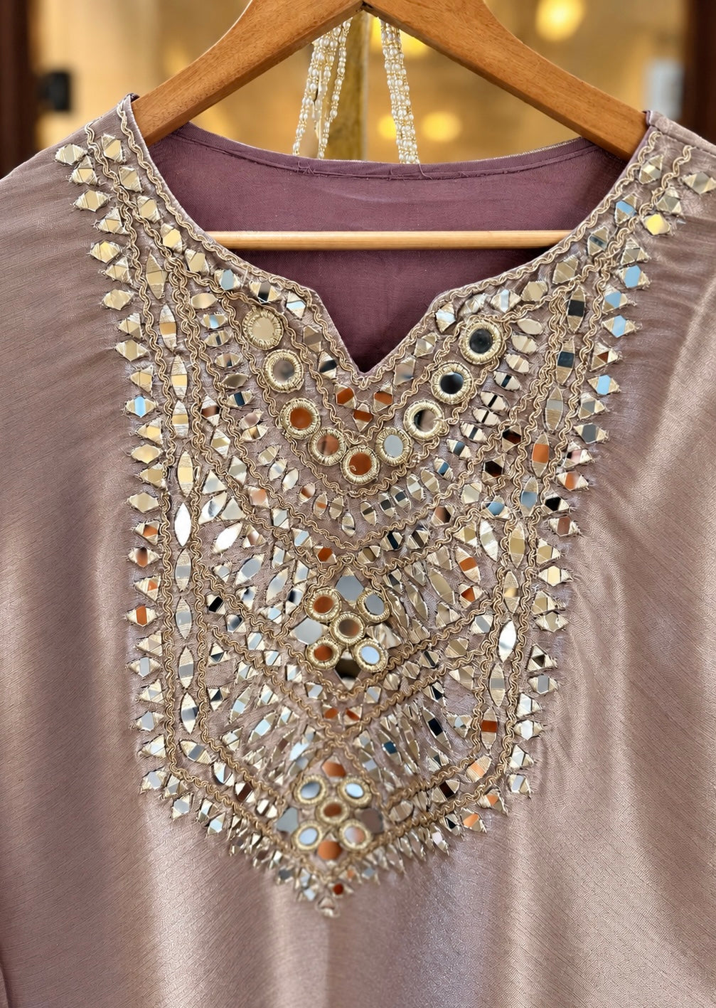 Giraffe Silk Co-ord Dress with Potli in Lavender Shimmer — Giraffe Silk by Stree Boutique (photo 2)