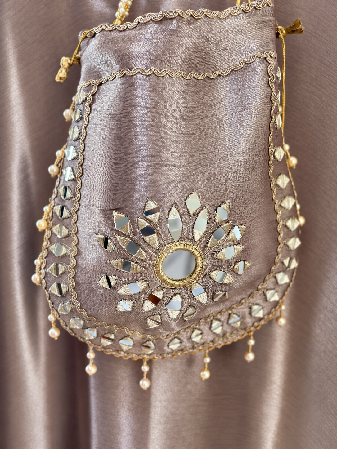 Giraffe Silk Co-ord Dress with Potli in Lavender Shimmer — Giraffe Silk by Stree Boutique (photo 3)