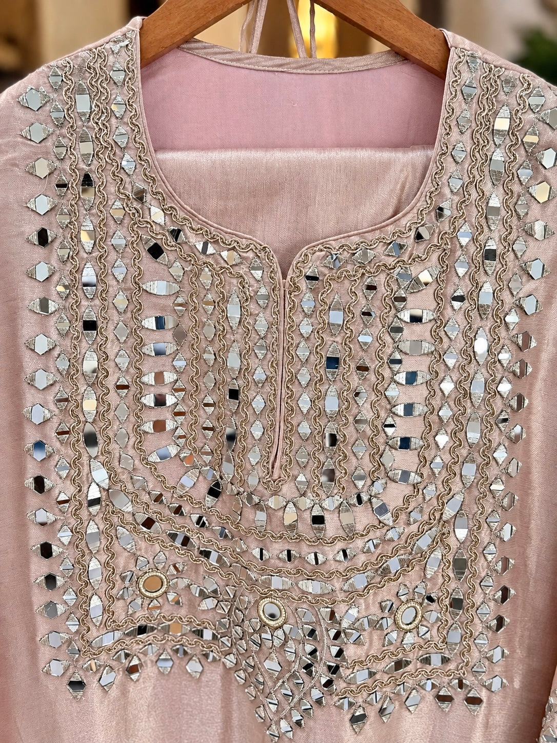 Giraffe Silk Co-ord Dress with Potli and Pants in Pink Shimmer — Giraffe Silk by Stree Boutique (photo 2)