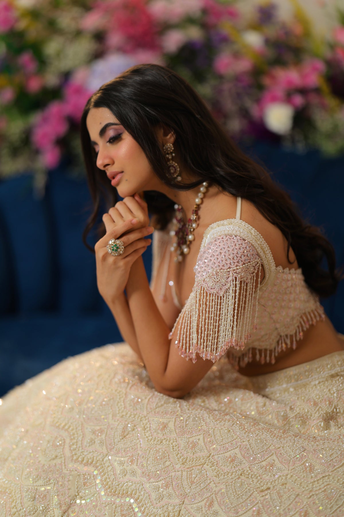 Chikankari Tissue Silk Embroidered Suit Set